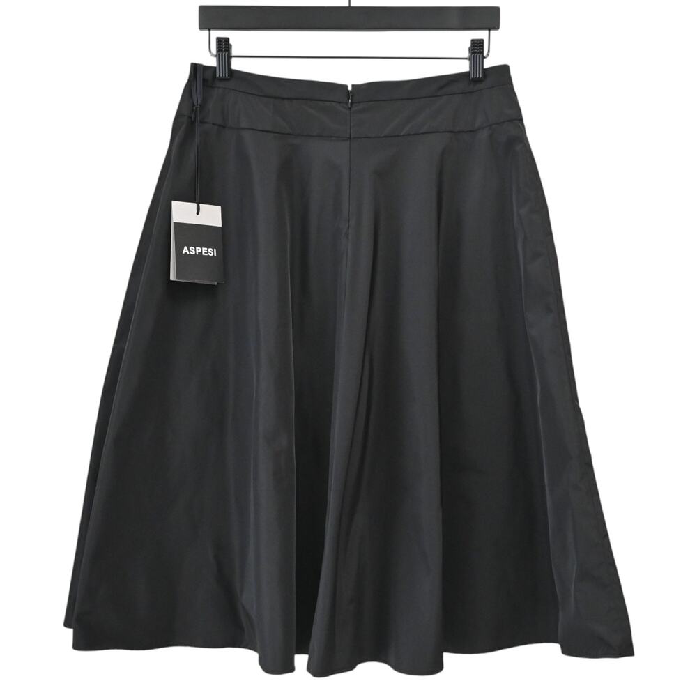 Aspesi Black Fit & Flare Front Pocket Midi Skirt Size 44 Approx 8